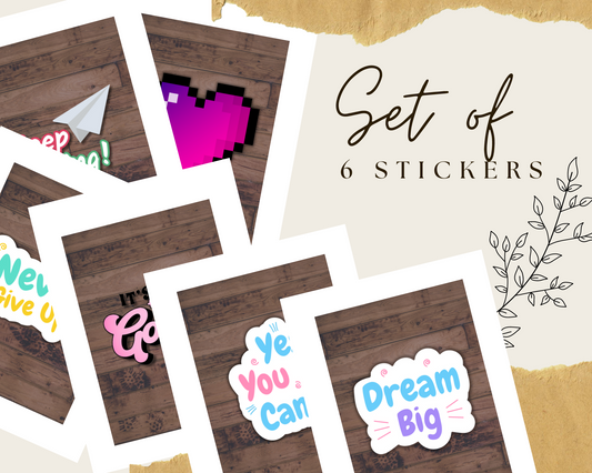 Vibrant Visions: 6-Piece Motivational Sticker Set